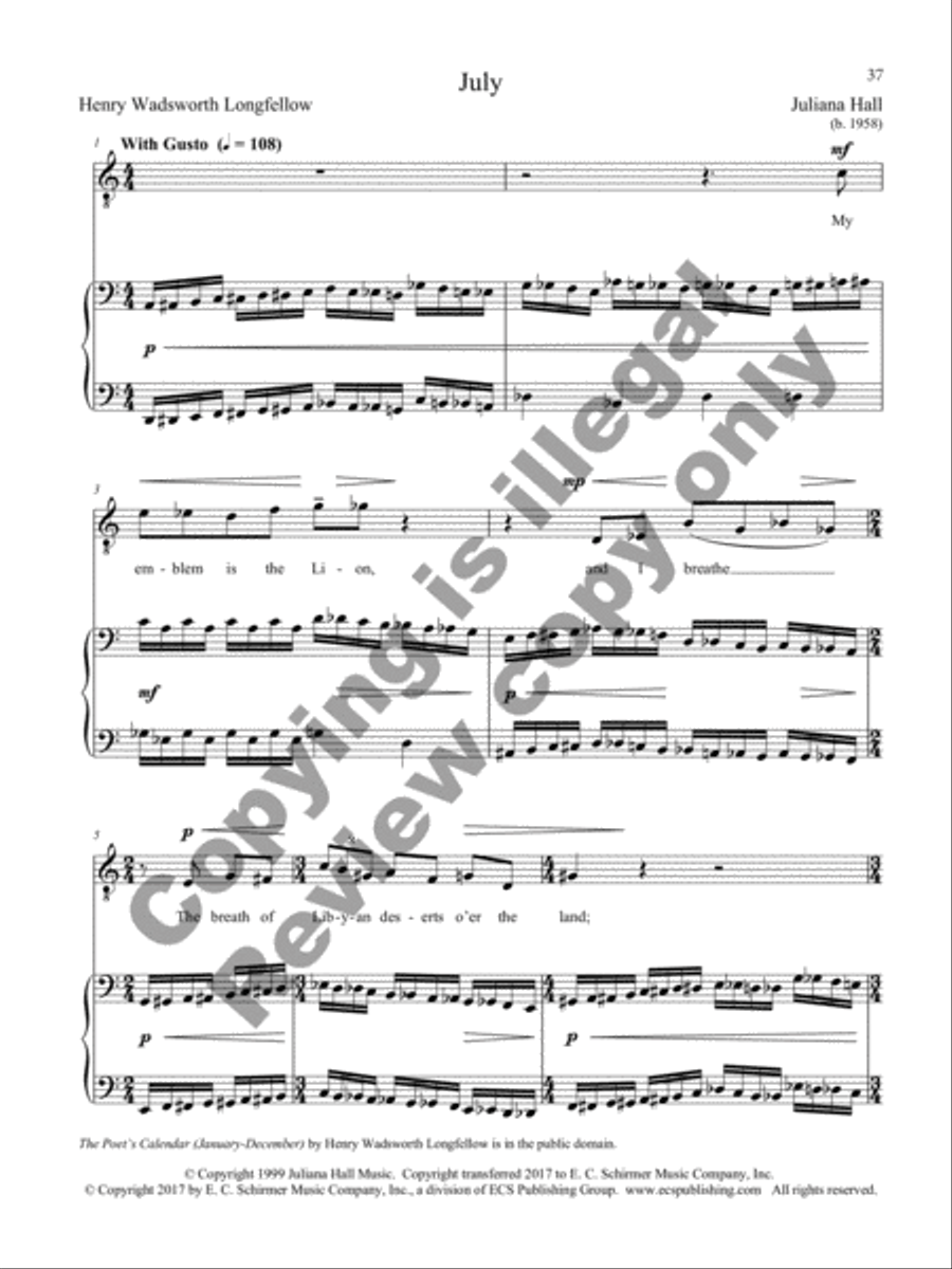 The Poet's Calendar Tenor Voice scores gallery preview page 37