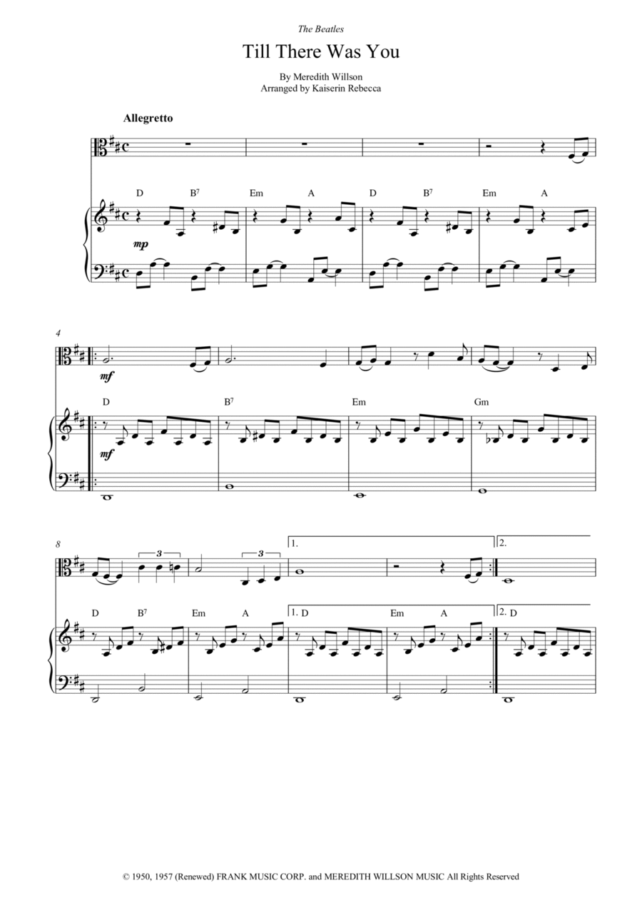 Till There Was You Till There Was You Viola scores gallery preview page 1