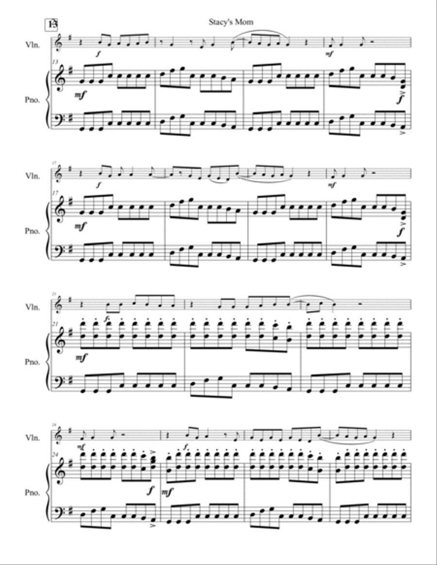 Stacy's Mom Violin Solo scores gallery preview page 3
