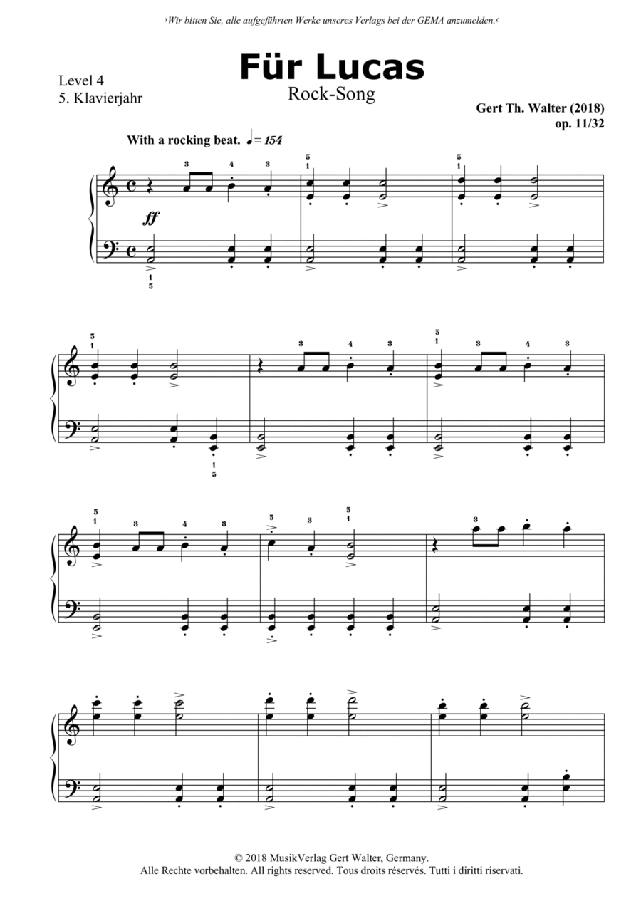 Für Lucas Piano Solo scores gallery preview page 1