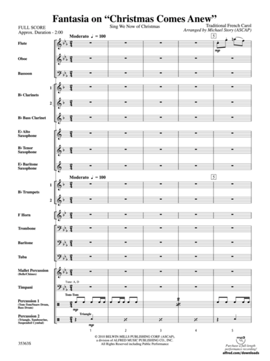 Fantasia on Christmas Comes Anew Concert Band scores gallery preview page 2