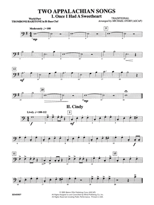 Two Appalachian Songs (I. "Once I Had a Sweetheart," II. "Cindy"): WP 1st B-flat Trombone B.C.