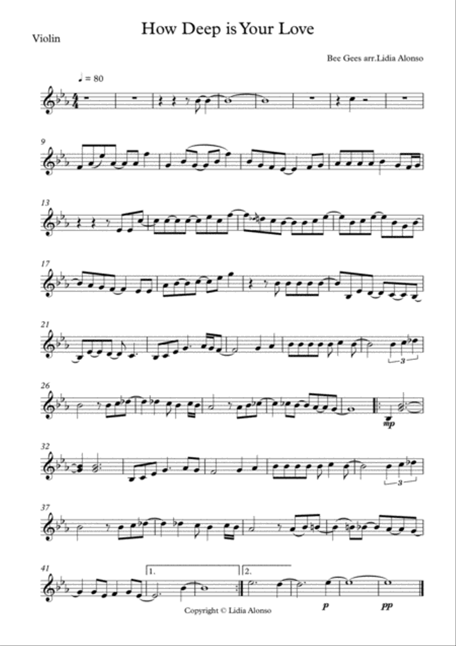 How Deep Is Your Love from the Motion Picture SATURDAY NIGHT FEVER String Trio scores gallery preview page 3