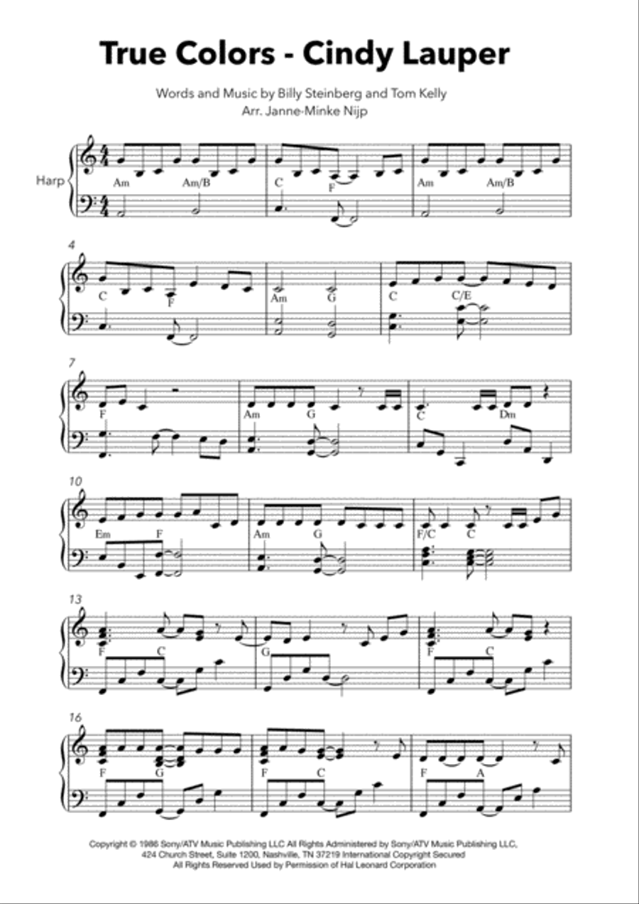 True Colors True Colors Harp scores gallery preview page 1