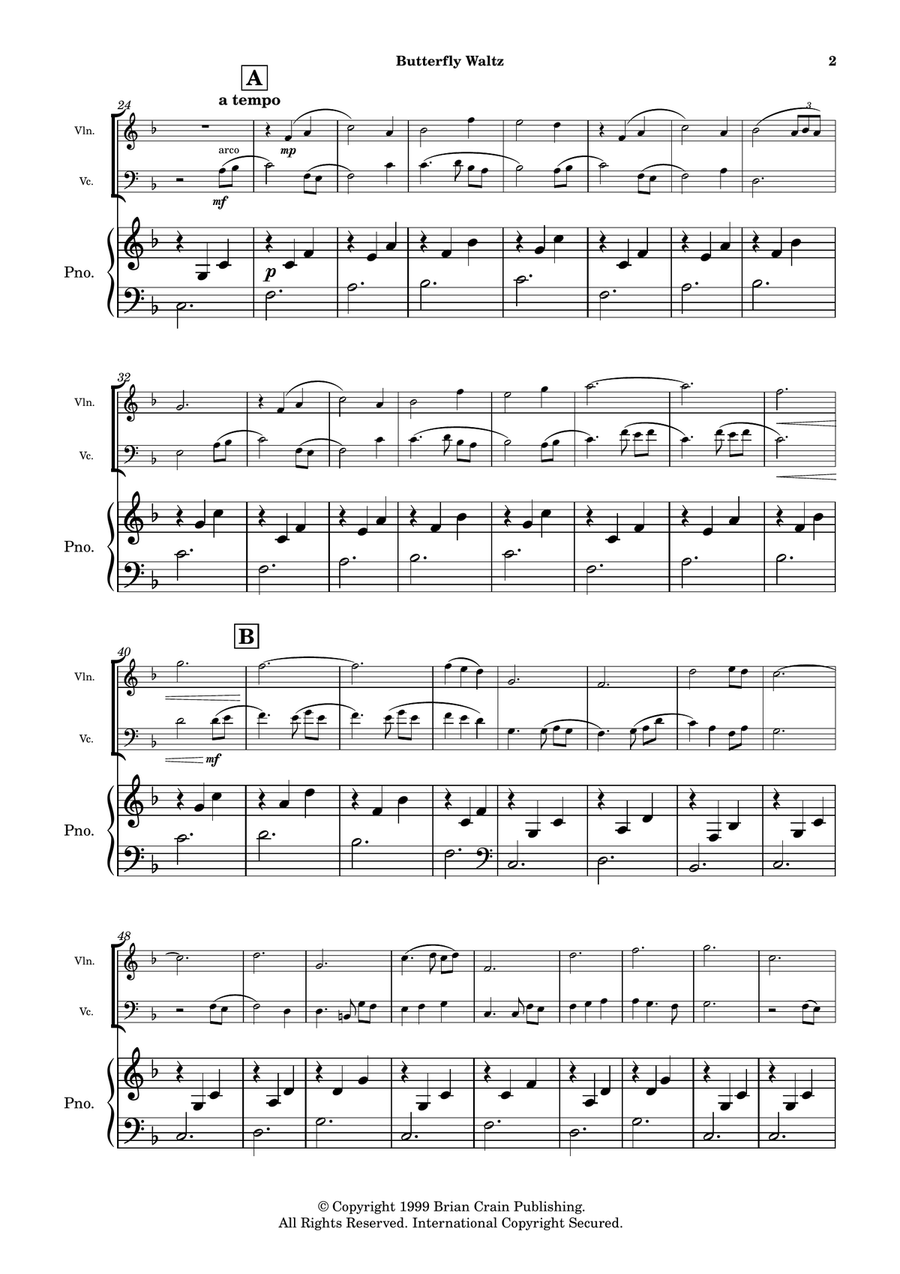 Butterfly Waltz Piano Trio scores gallery preview page 3