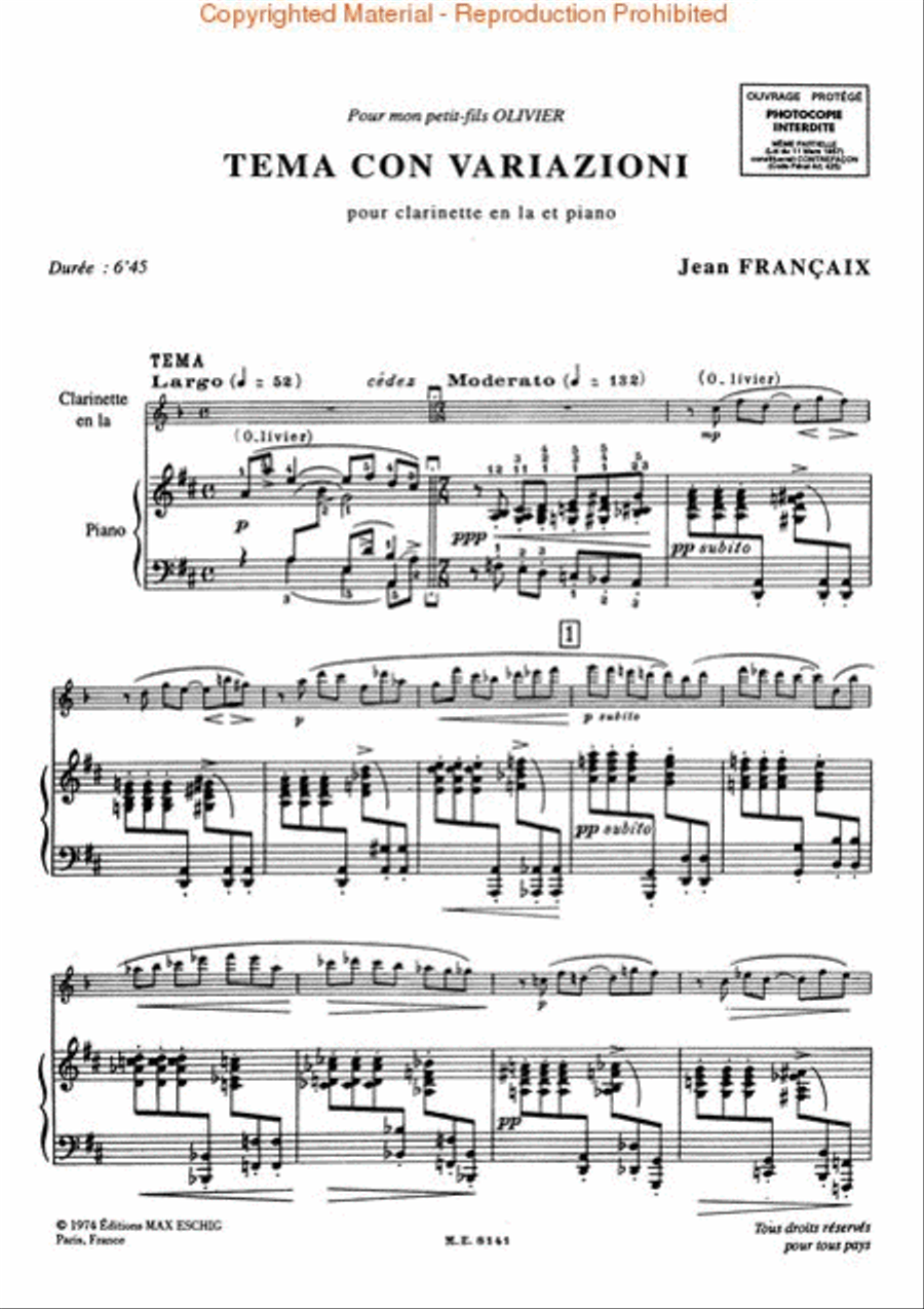 Tema con Variazioni (Theme and Variations) Clarinet Solo scores gallery preview page 3