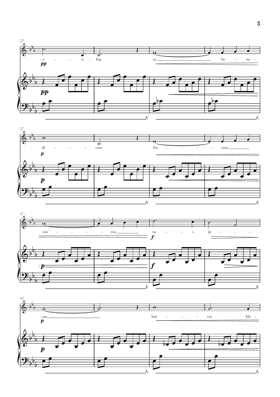 Bach / Gounod Ave Maria in E flat major [Eb] • soprano sheet music with piano accompaniment Soprano Voice scores gallery preview page 3
