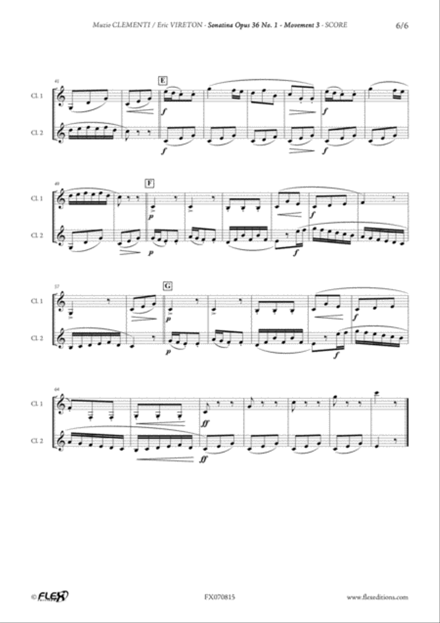 Sonatina Op 36 No. 1 Clarinet Duet scores gallery preview page 6