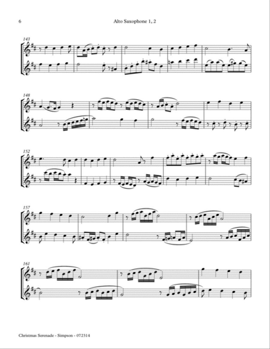 Christmas Serenade for two Alto Saxophones Alto Saxophone scores gallery preview page 6