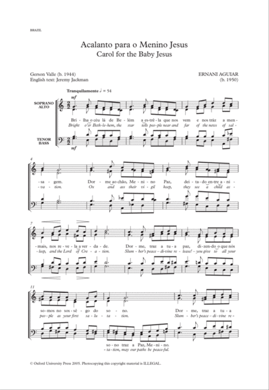 Acalanto para o Menino Jesus (Carol for the Baby Jesus) 4-Part scores gallery preview page 1
