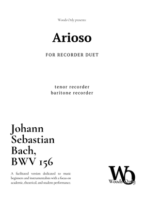 Arioso by Bach for Low-Recorder Duet