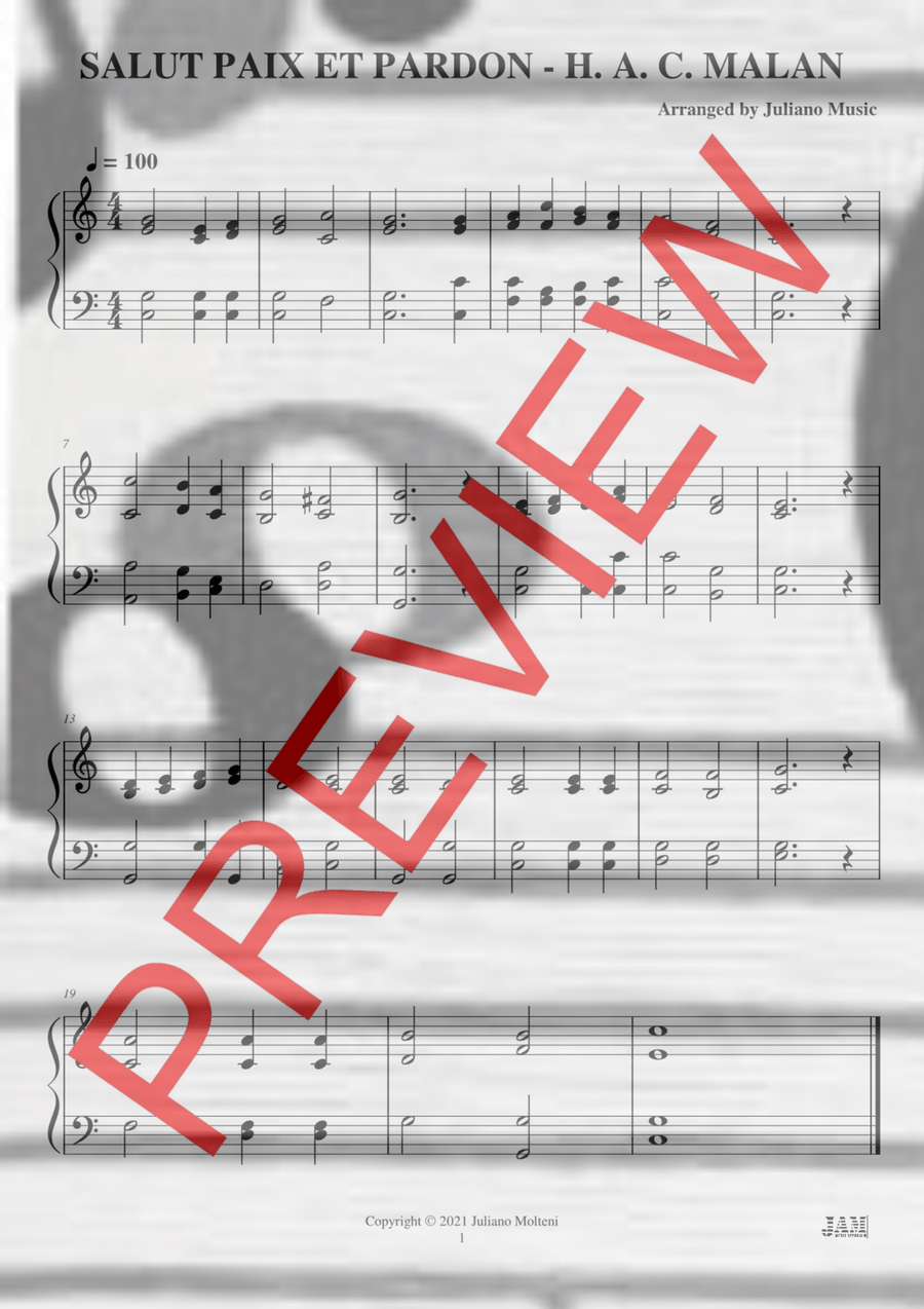 SALUT PAIX ET PARDON - H. A. C. MALAN (HYMN - EASY ORGAN) Organ Solo scores gallery preview page 2