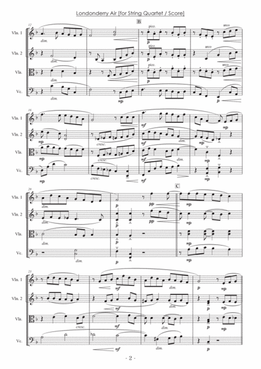 Londonderry Air [String Quartet] - Score Only image number null