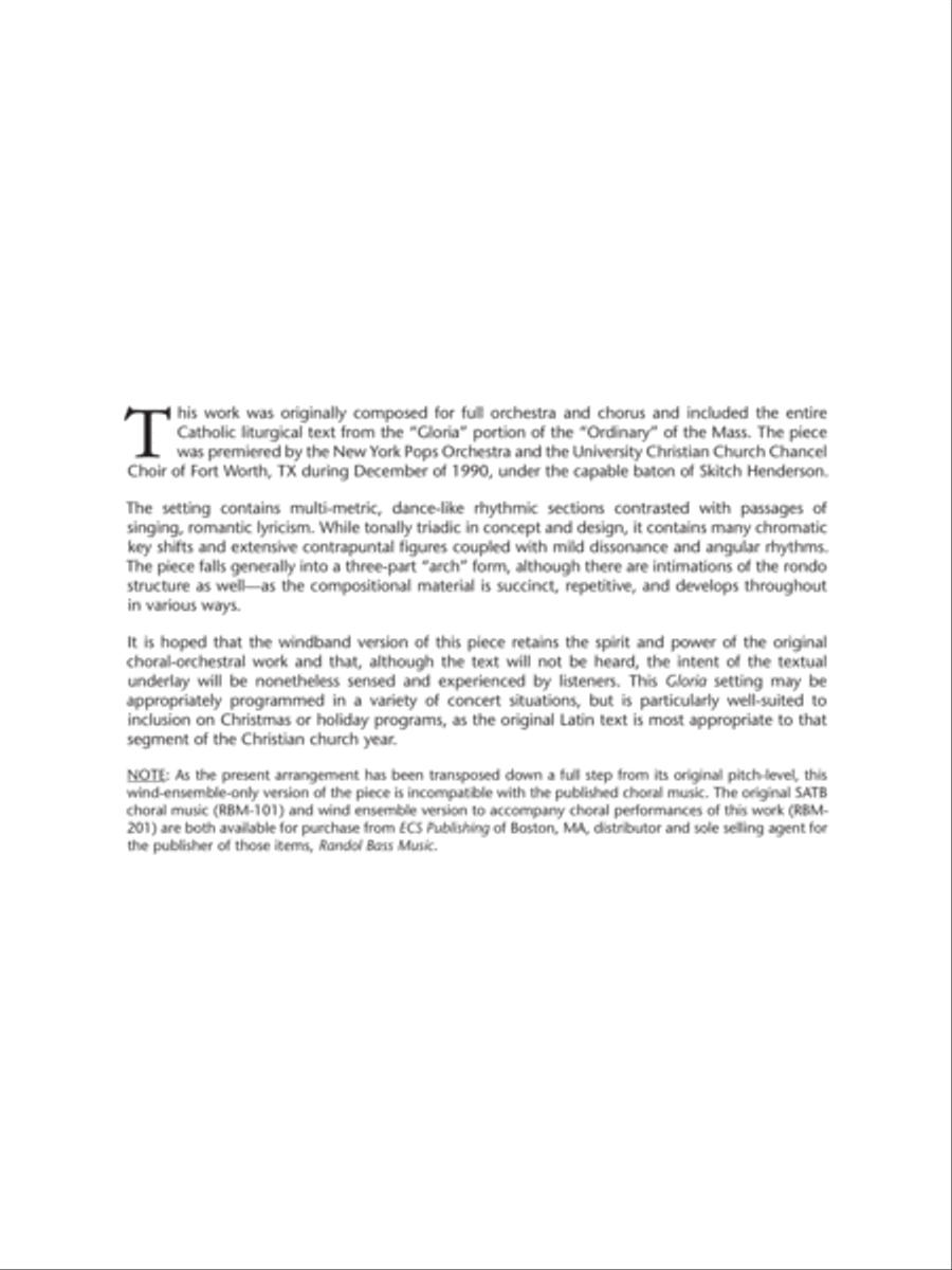 Gloria: Score Gloria: Score Concert Band scores gallery preview page 2