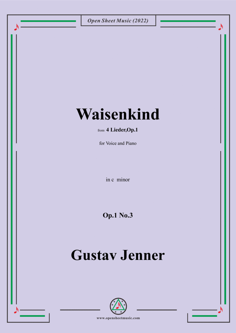 Jenner-Waisenkind,in c minor,Op.1 No.3,from '4 Lieder,Op.1' Voice scores gallery preview page 1