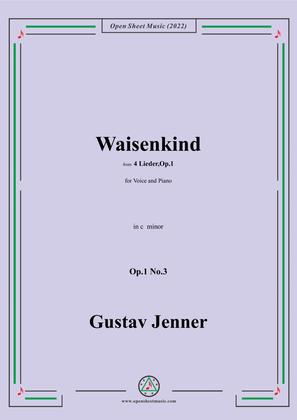 Book cover for Jenner-Waisenkind,in c minor,Op.1 No.3,from '4 Lieder,Op.1'