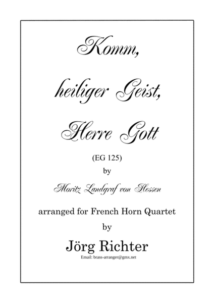 Komm, heiliger Geist, Herre Gott (EG 125) for French Horn Quartet image number null