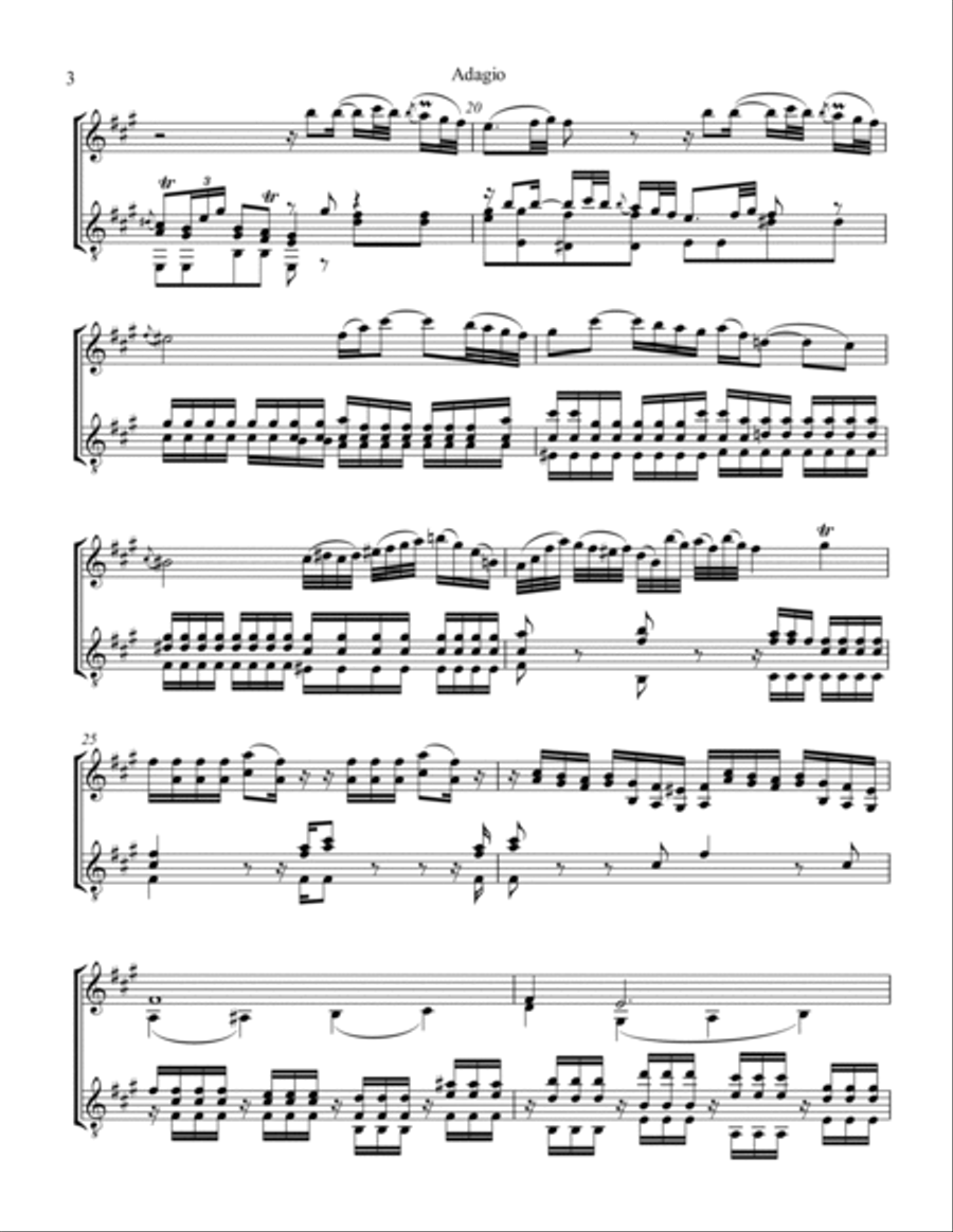 Adagio from String Quartet No. 8, Op. 2 No. 2 for violin and guitar Violin scores gallery preview page 4