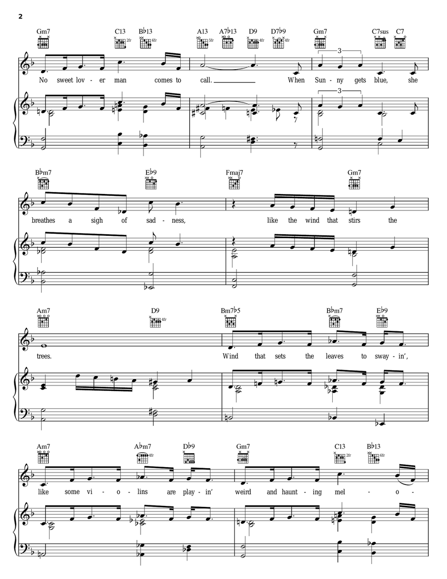 When Sunny Gets Blue When Sunny Gets Blue Piano, Vocal, Guitar scores gallery preview page 2