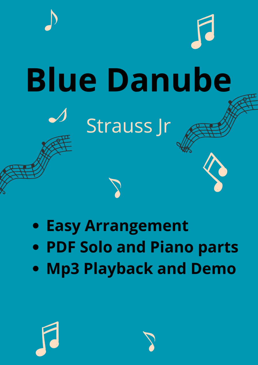 Blue Danube (Strauss Jr) + Mp3 Playback and Demo + Pdf Solo and Piano Parts Piano scores gallery preview page 1