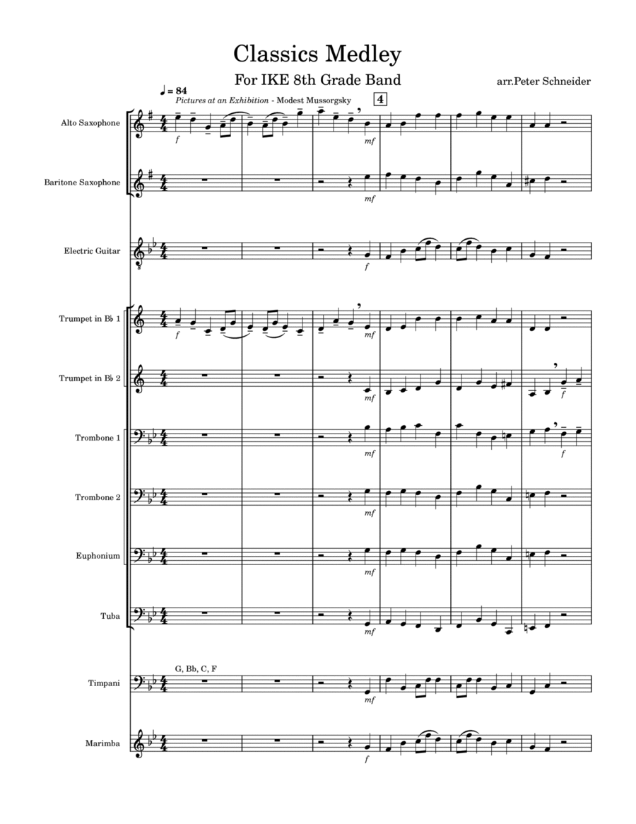 Classics Medley Baritone Saxophone scores gallery preview page 1