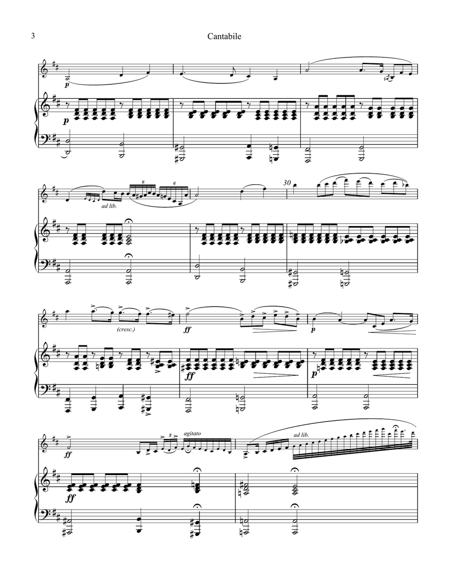 Cantabile Op. 17 for violin and piano Violin Solo scores gallery preview page 4