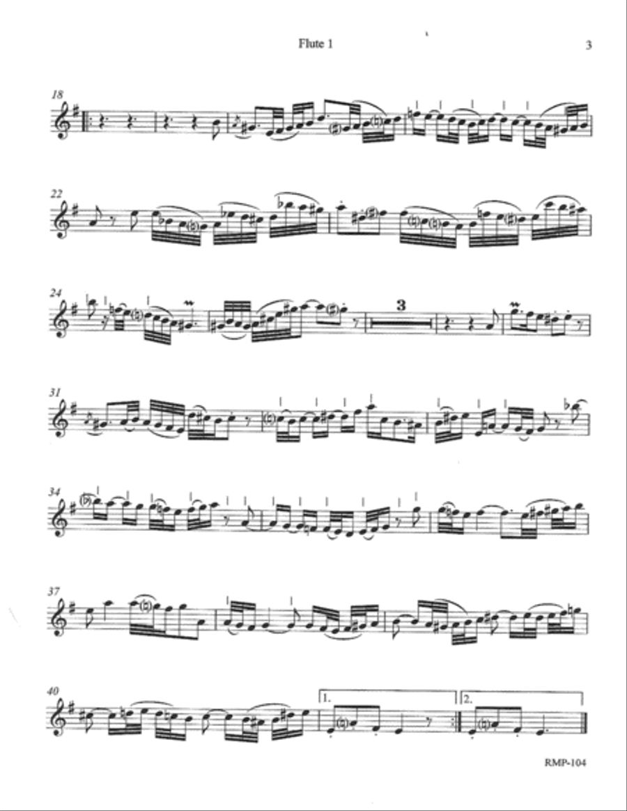 Bach - Trio Sonata No. 6 in G Major (BWV 530) - parts: flutes1-2-3 and alto Woodwind Trio scores gallery preview page 5