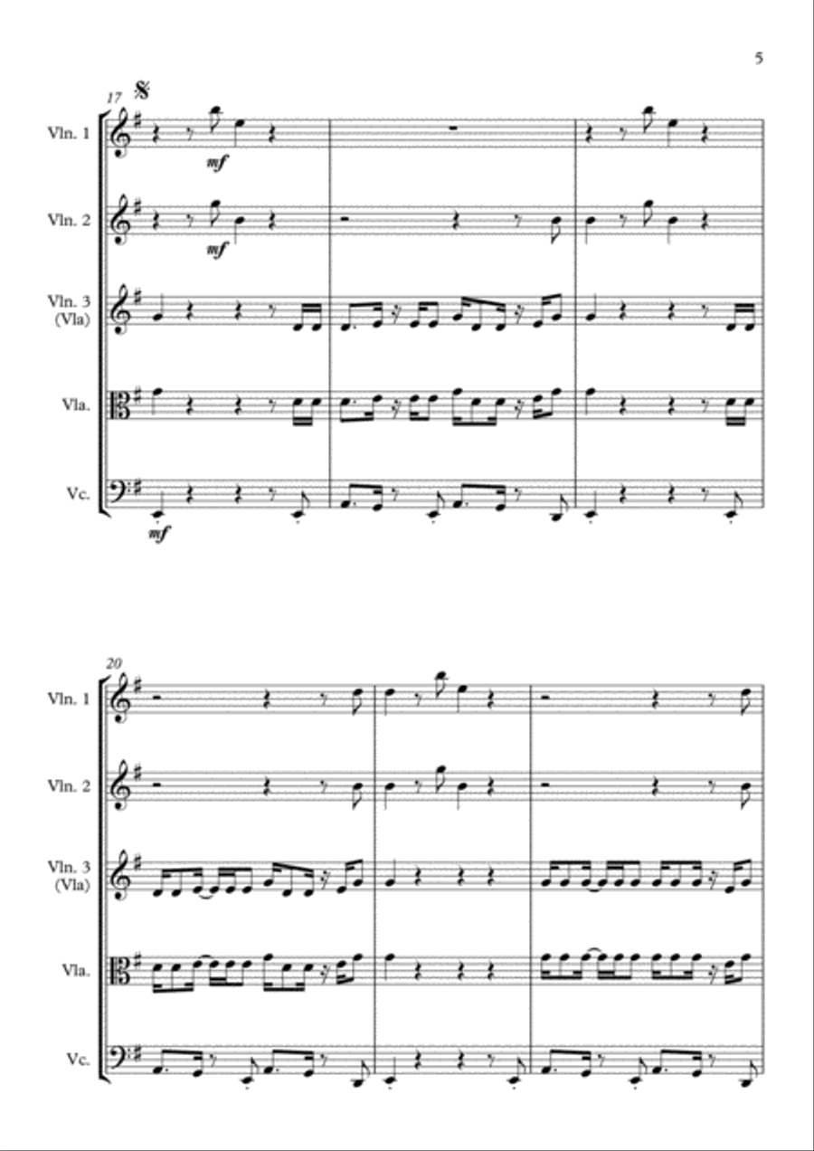 Uptown Funk String Quartet scores gallery preview page 5