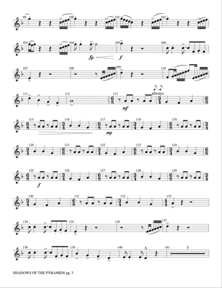 Shadows of the Pyramids: 3rd B-flat Clarinet Concert Band scores gallery preview page 3