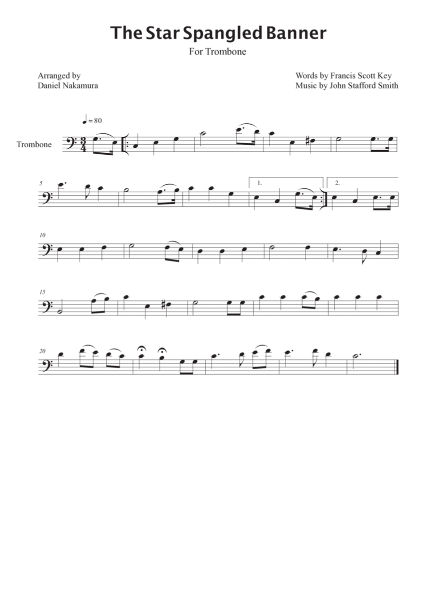The Star Spangled Banner (For Trombone)