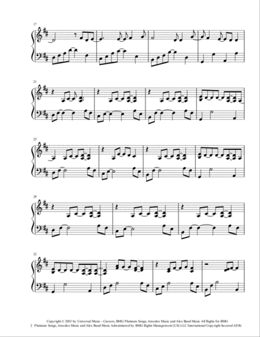 Wherever You Will Go Piano Solo scores gallery preview page 2