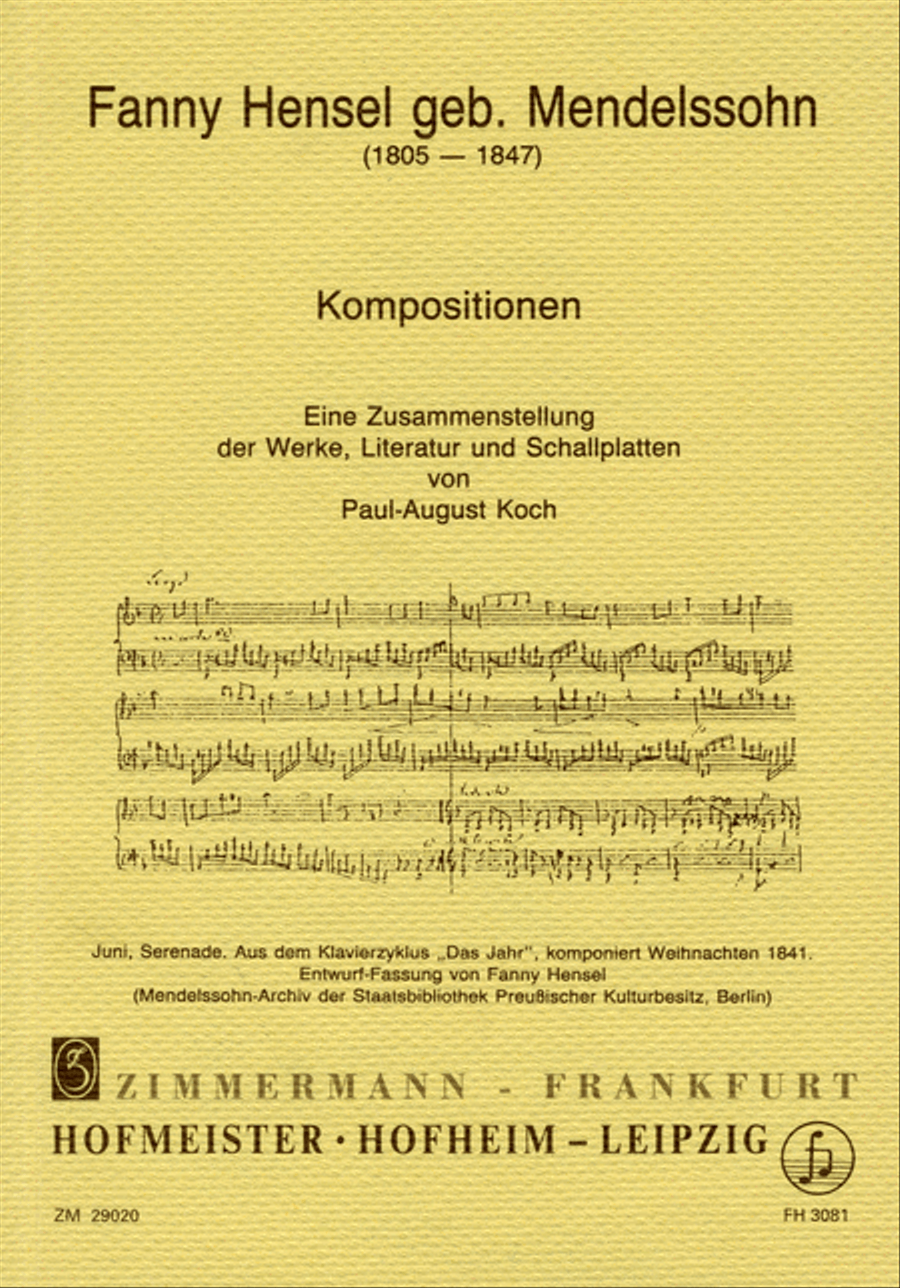 Werkverzeichnis - Fanny Hensel Collection / Songbook scores gallery preview page 1
