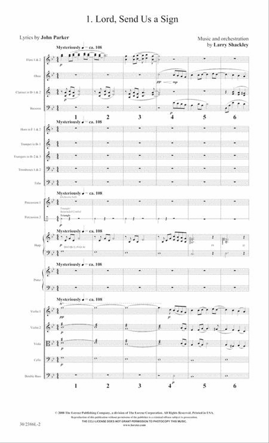 And This Shall Be a Sign - Orchestral Score and Parts