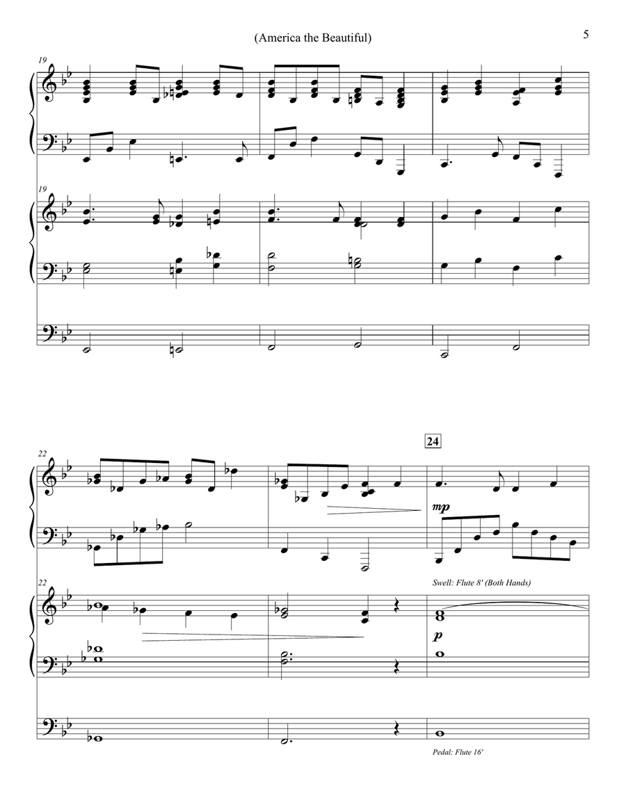 America the Beautiful - Piano & Organ Duet Piano scores gallery preview page 5