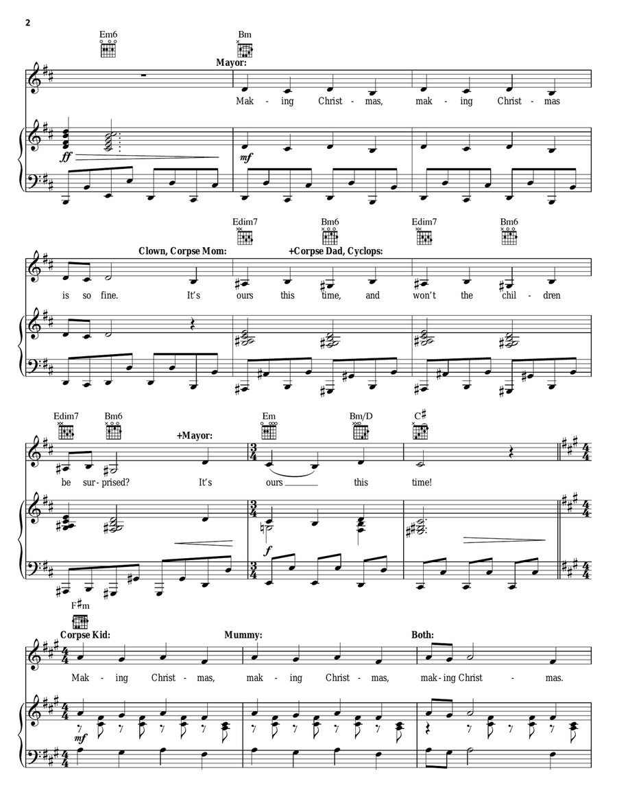 Making Christmas (from The Nightmare Before Christmas) Piano, Vocal, Guitar scores gallery preview page 2