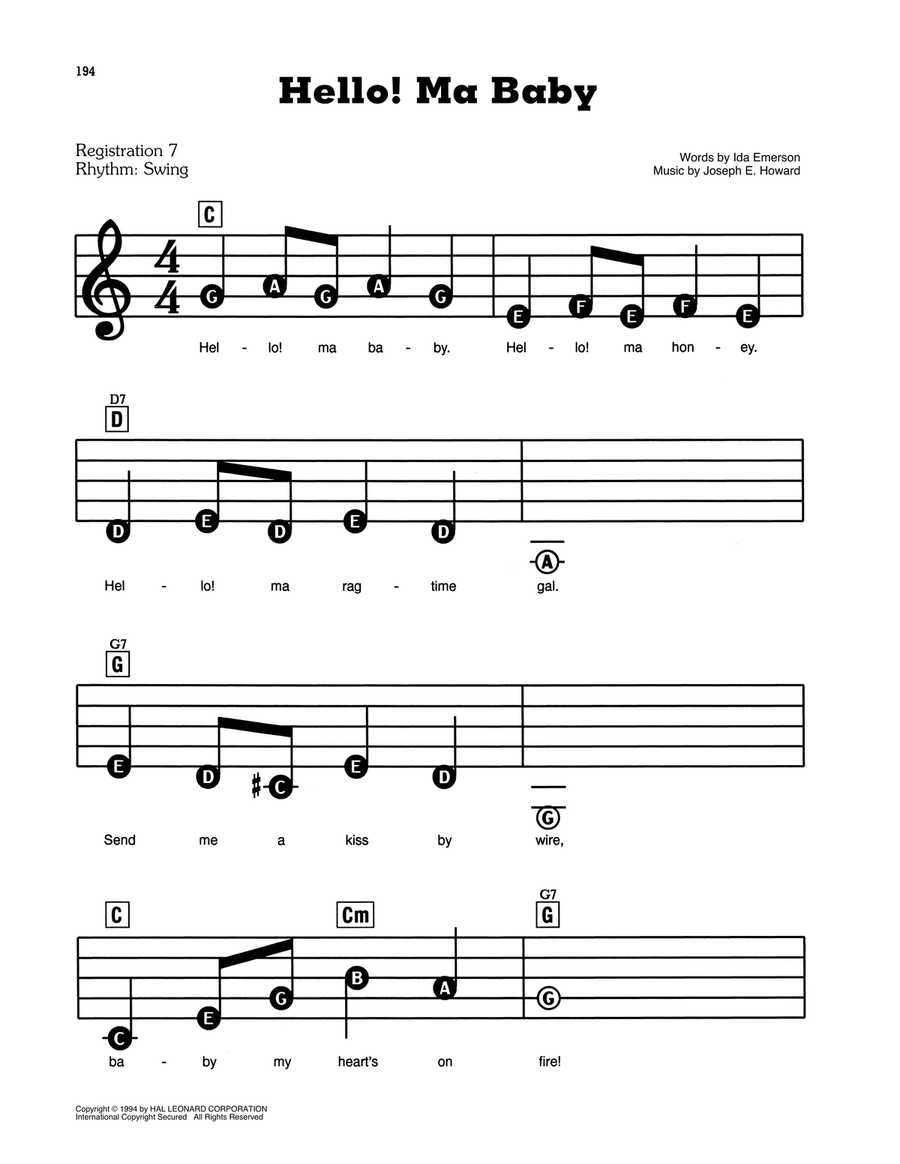 Hello! Ma Baby Electronic Keyboard scores gallery preview page 1