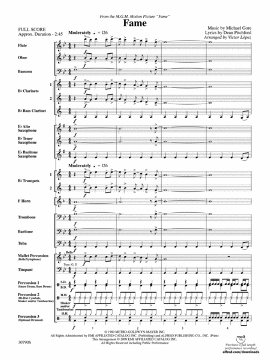 Fame (from the Motion Picture Fame) Concert Band scores gallery preview page 2