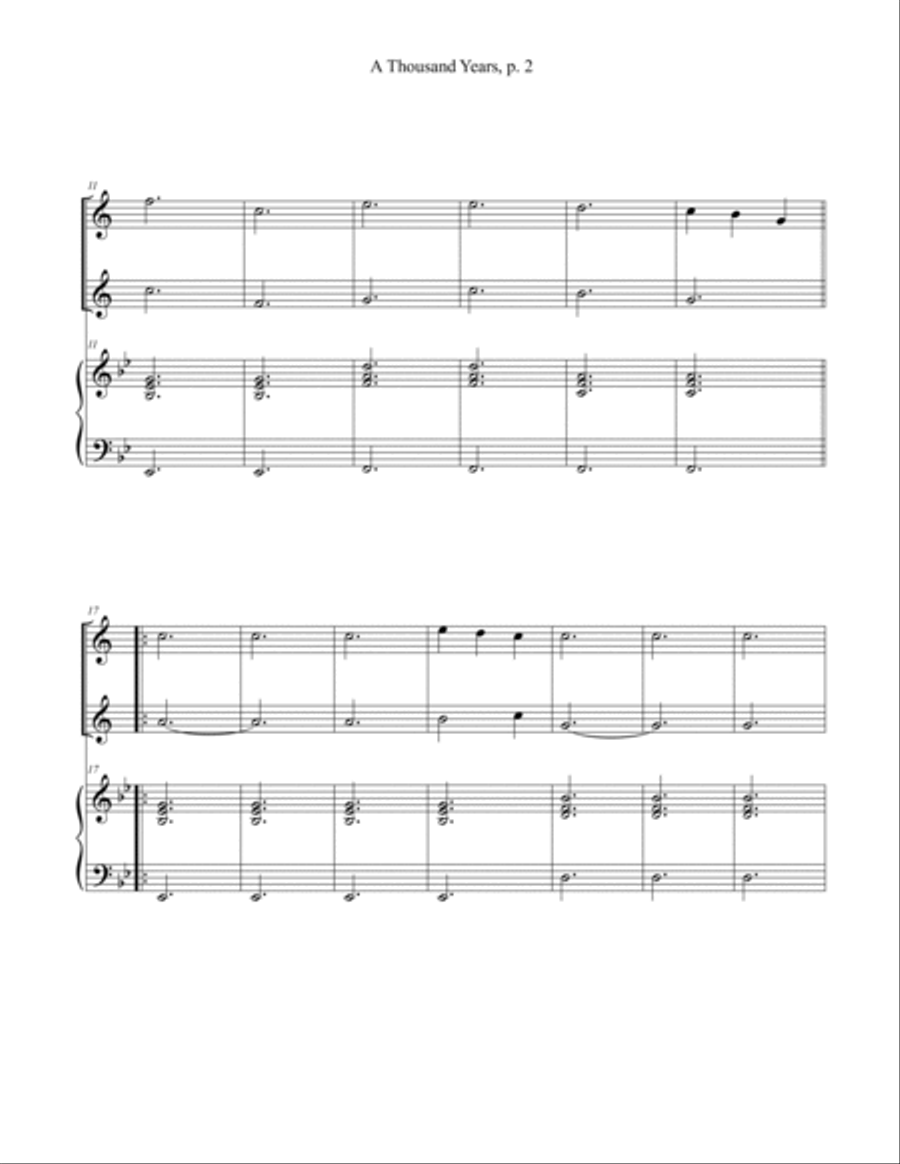 A Thousand Years Clarinet Duet scores gallery preview page 2