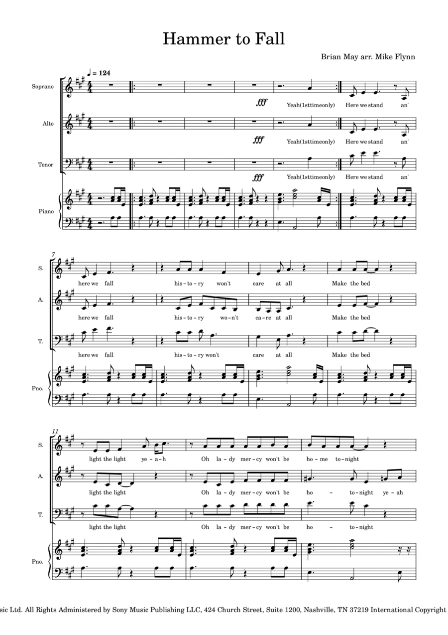 Hammer To Fall Voice scores gallery preview page 1
