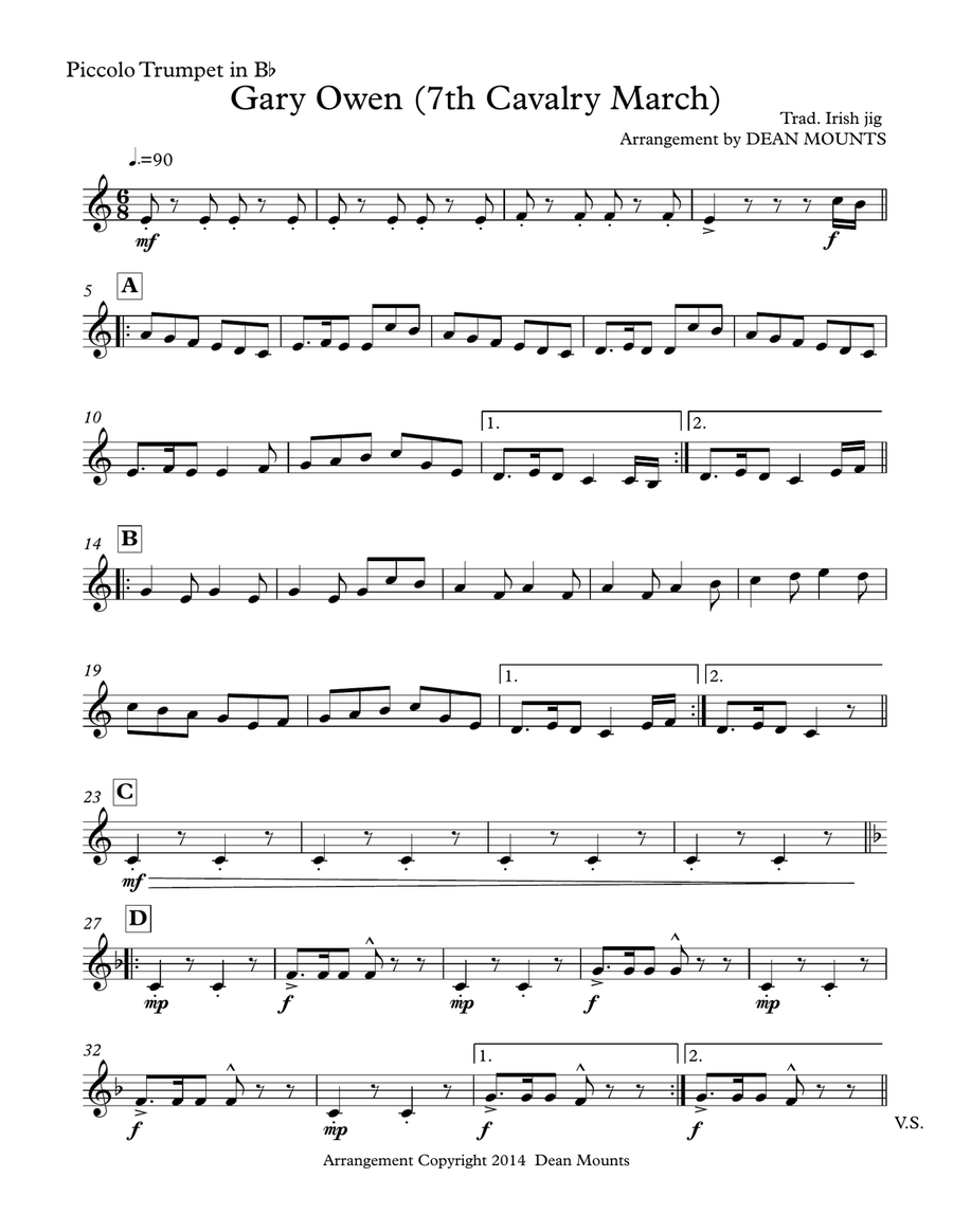 Gary Owen (7th Cavalry March) Brass Ensemble scores gallery preview page 5