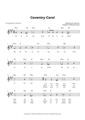 Coventry Carol (Key of F-Sharp Minor)