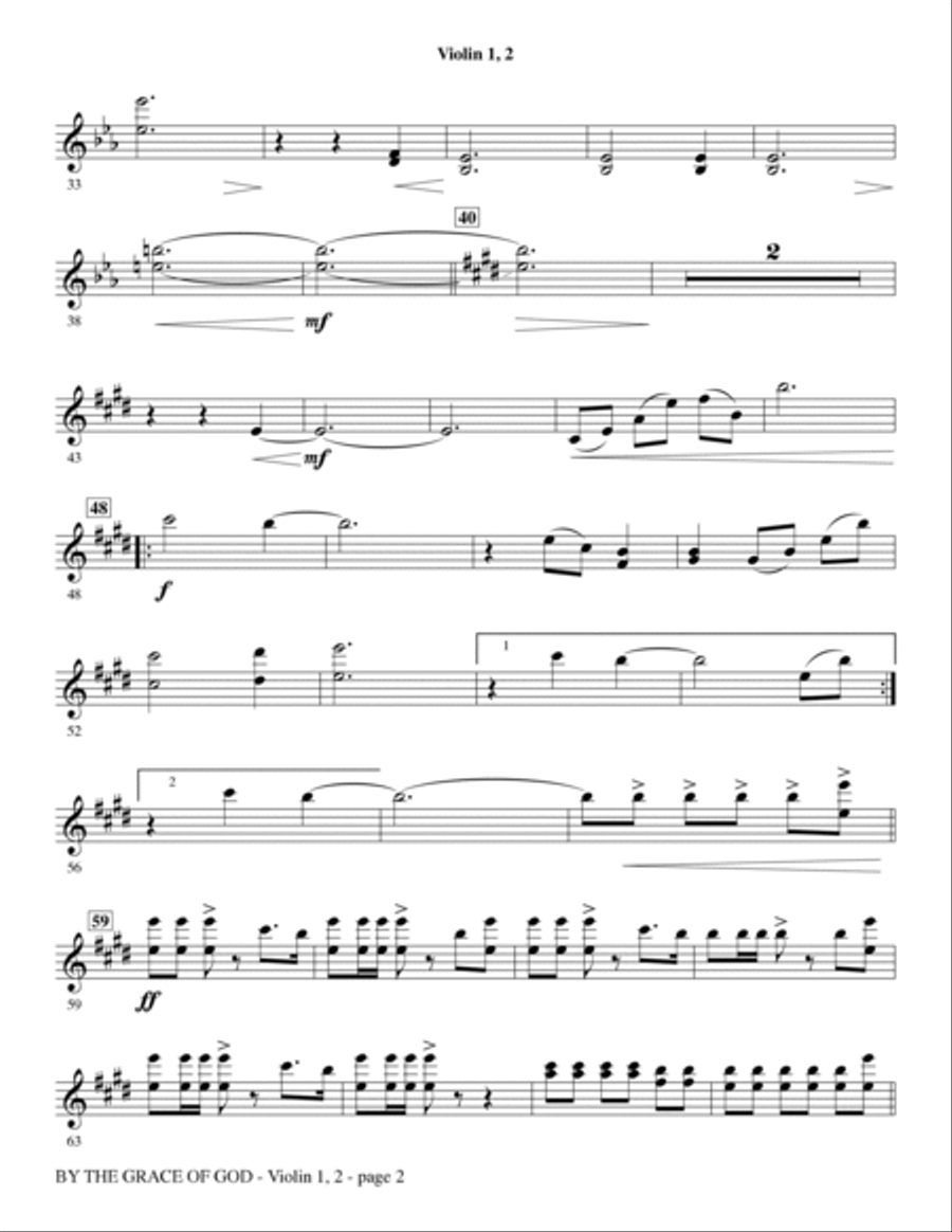 By The Grace Of God - Violin 1, 2 Choir scores gallery preview page 2