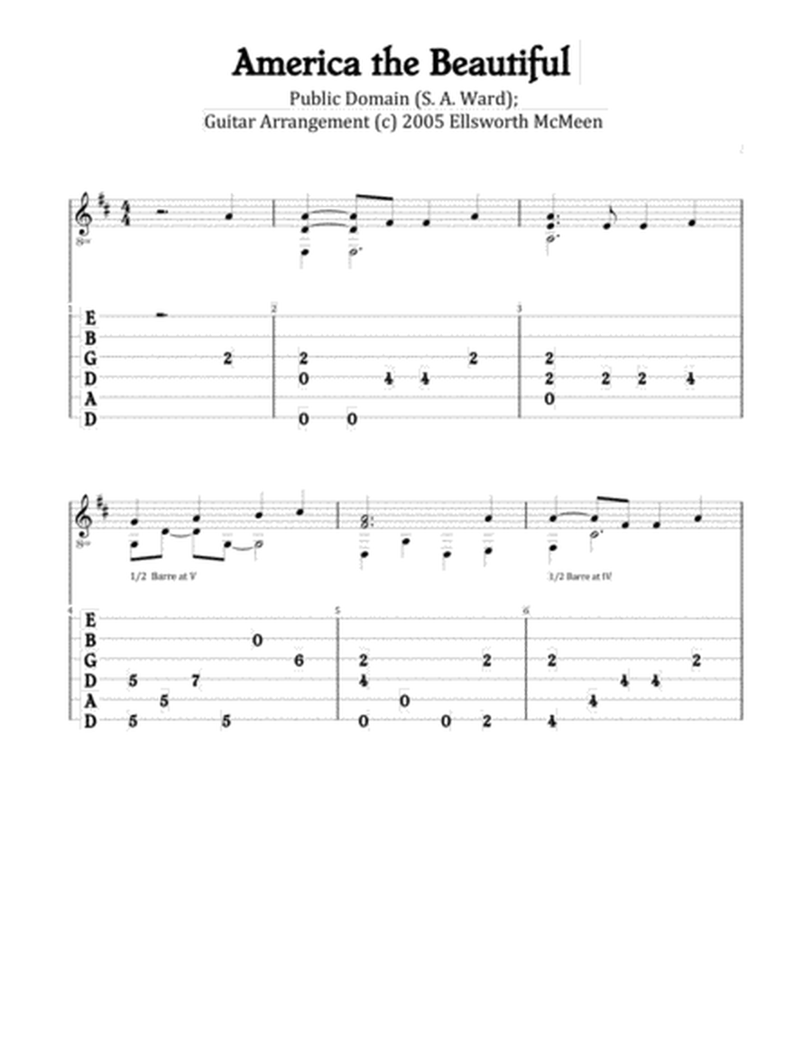 America the Beautiful (For Fingerstyle Guitar Tuned Drop D) image number null
