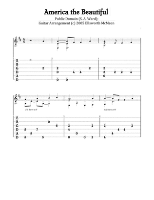 America the Beautiful (For Fingerstyle Guitar Tuned Drop D)
