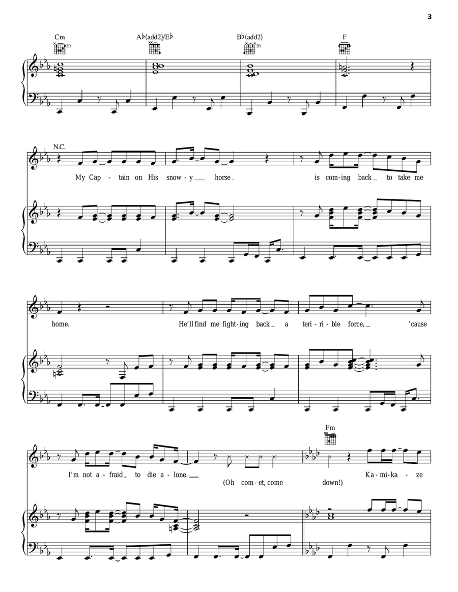 Kamikaze Piano, Vocal, Guitar scores gallery preview page 3