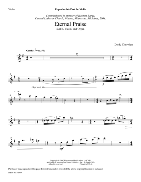 Eternal Praise (Downloadable Violin Part)