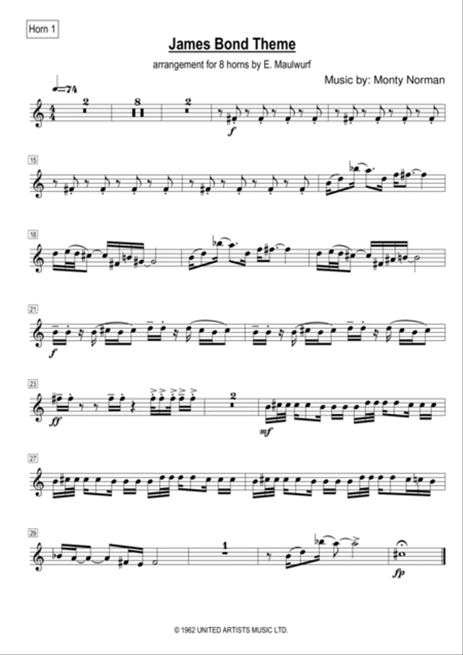 James Bond Theme James Bond Theme Horn scores gallery preview page 6