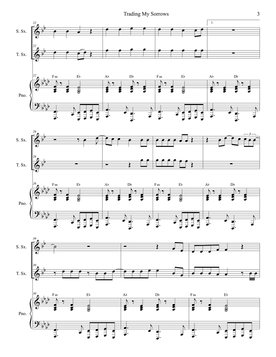 Trading My Sorrows Woodwind Duet scores gallery preview page 3
