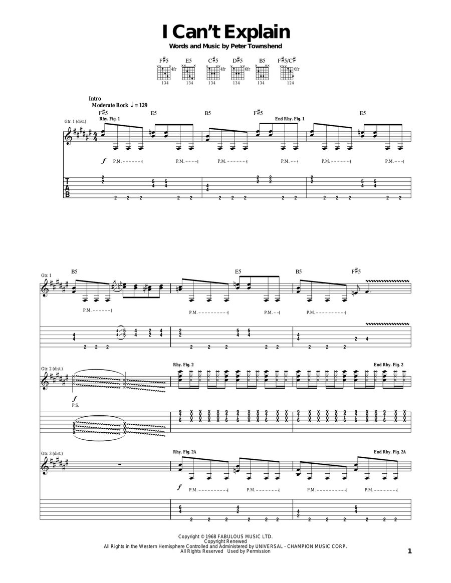 I Can't Explain Acoustic Guitar scores gallery preview page 1