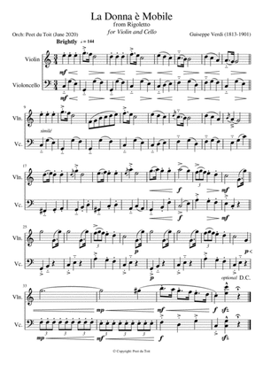 La Donna è Mobile from Rigoletto - G Verdi (Violin & Cello)